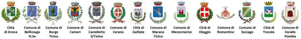 Stemmi dei comuni facenti parte del Coordinamento Nati per Leggere Ovest Ticino.