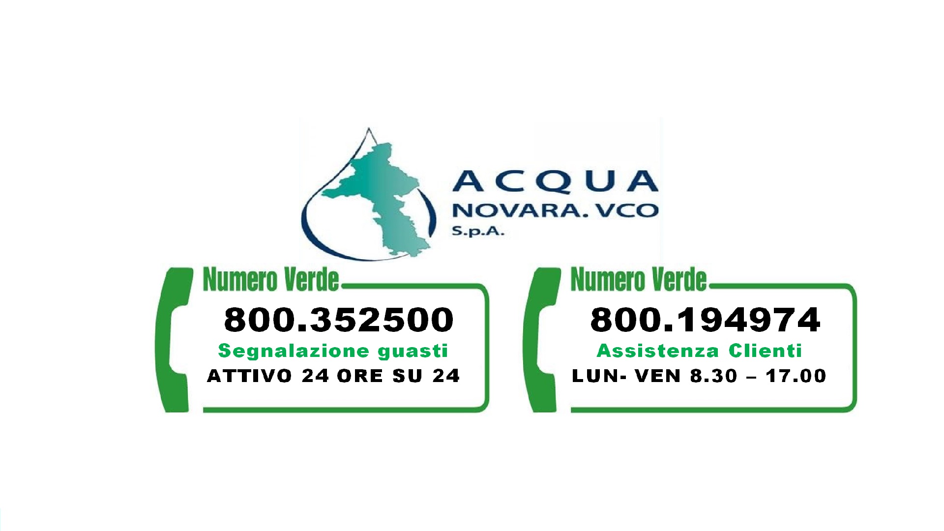 Logo e numeri verdi di Acqua Novara VCO