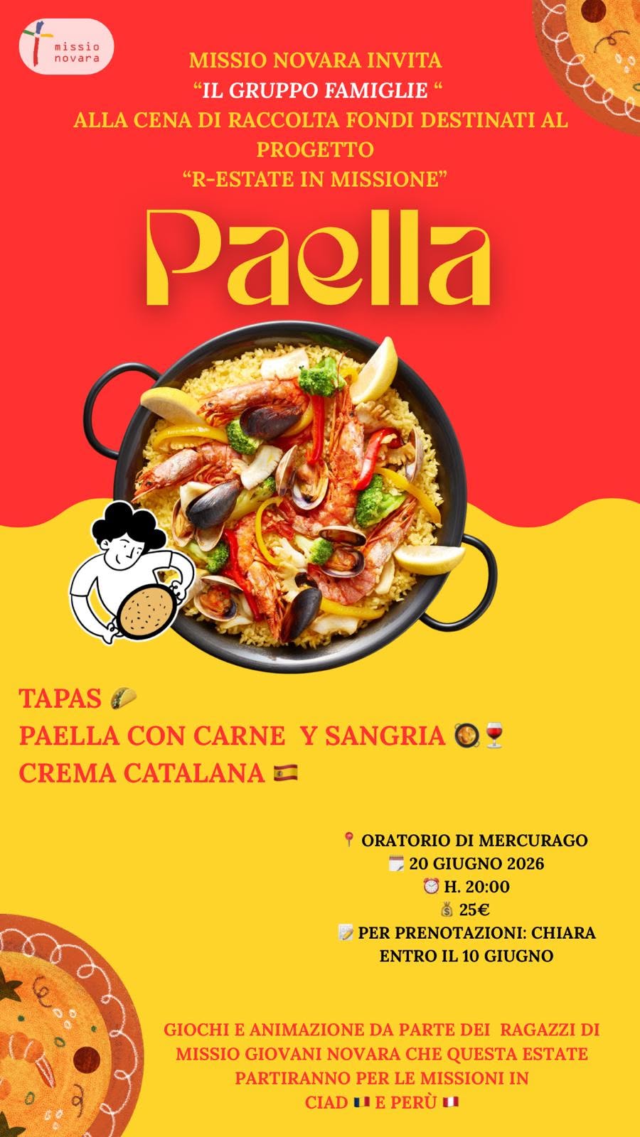 Locandina cena raccolta fondi destinati al progetto 